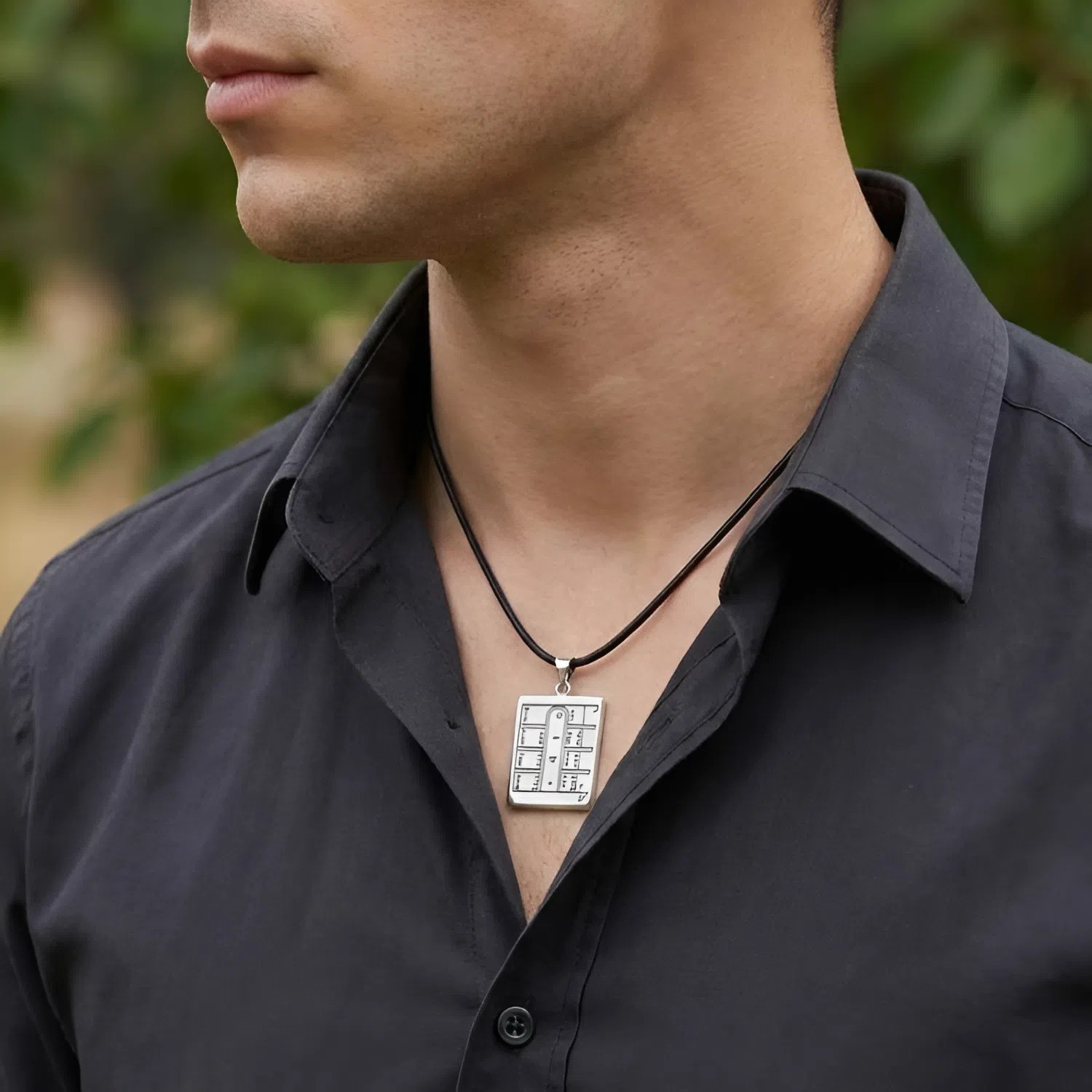 First Pentacle of the Moon Necklace with a Polished Silver Talisman