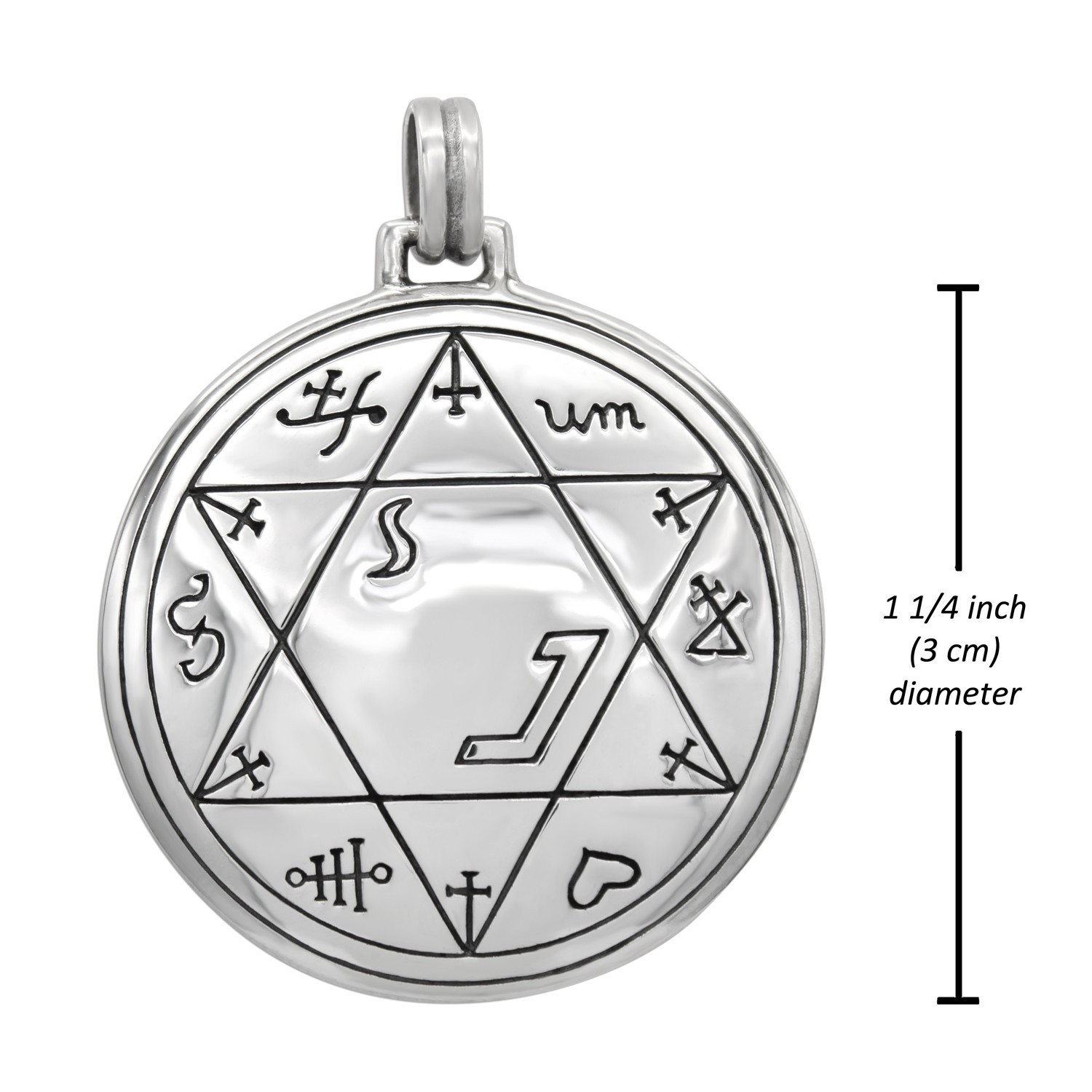Talisman Sigil Pendant Showcasing a Hexagram Design in Silver
