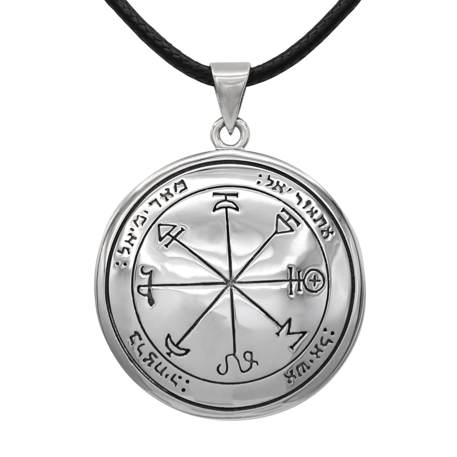 Mars Victory Amulet Pendant in 925 Silver with a Black Necklace