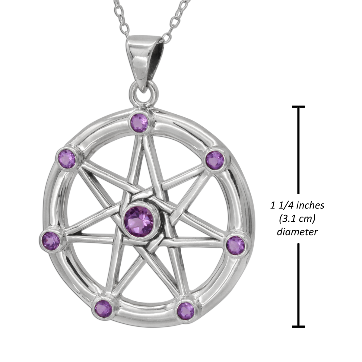 Faery Star Septagram Witch Pendant Necklace