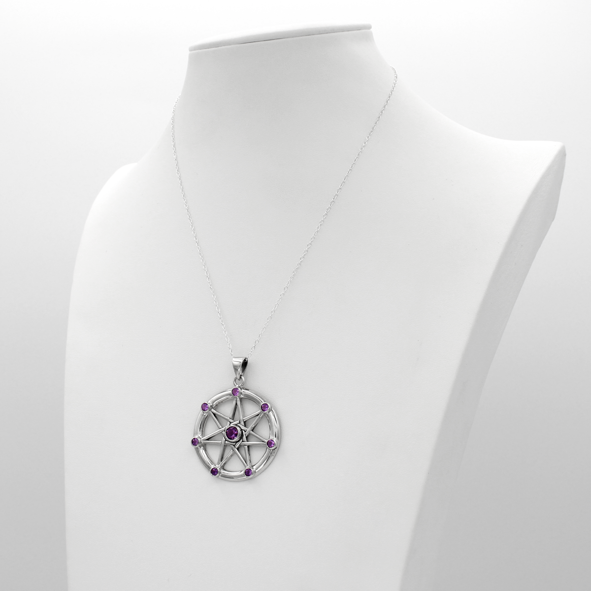 Faery Star Septagram Witch Pendant Necklace
