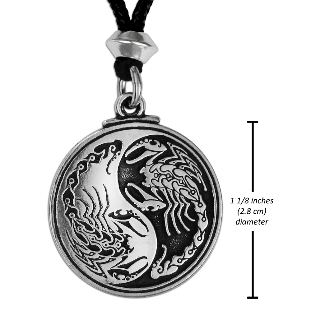 thumbnail image 2 of Dragon Yin Yang 2 Pewter Pendant Necklaces Set Matching Pendant Mood Pendant New 2 of 10