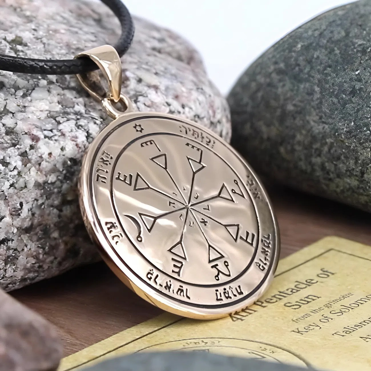 4th Pentacle of the Sun Pendant Necklace - Bronze King Solomon Talisman Jewelry