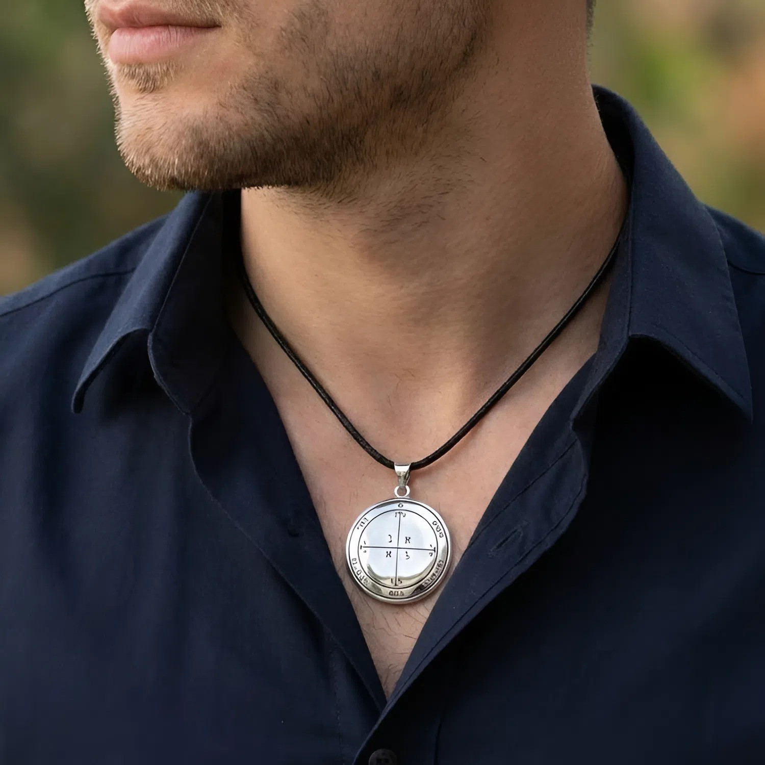 4th Pentacle of Mars Medallion Pendant Divided into Four Quadrants with Sigils