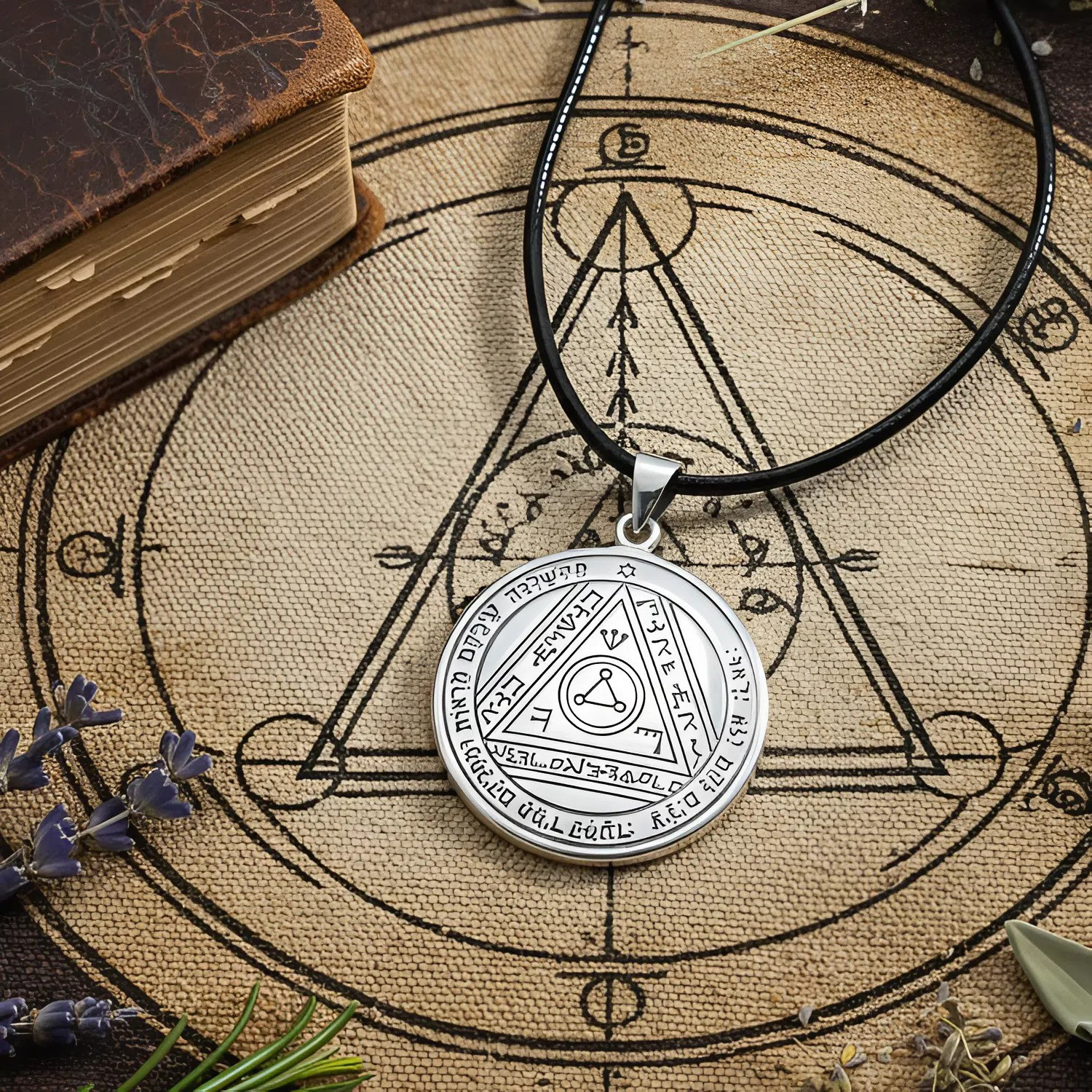 Sixth Pentacle of the Sun Invisibility Amulet Pendant in Polished Silver