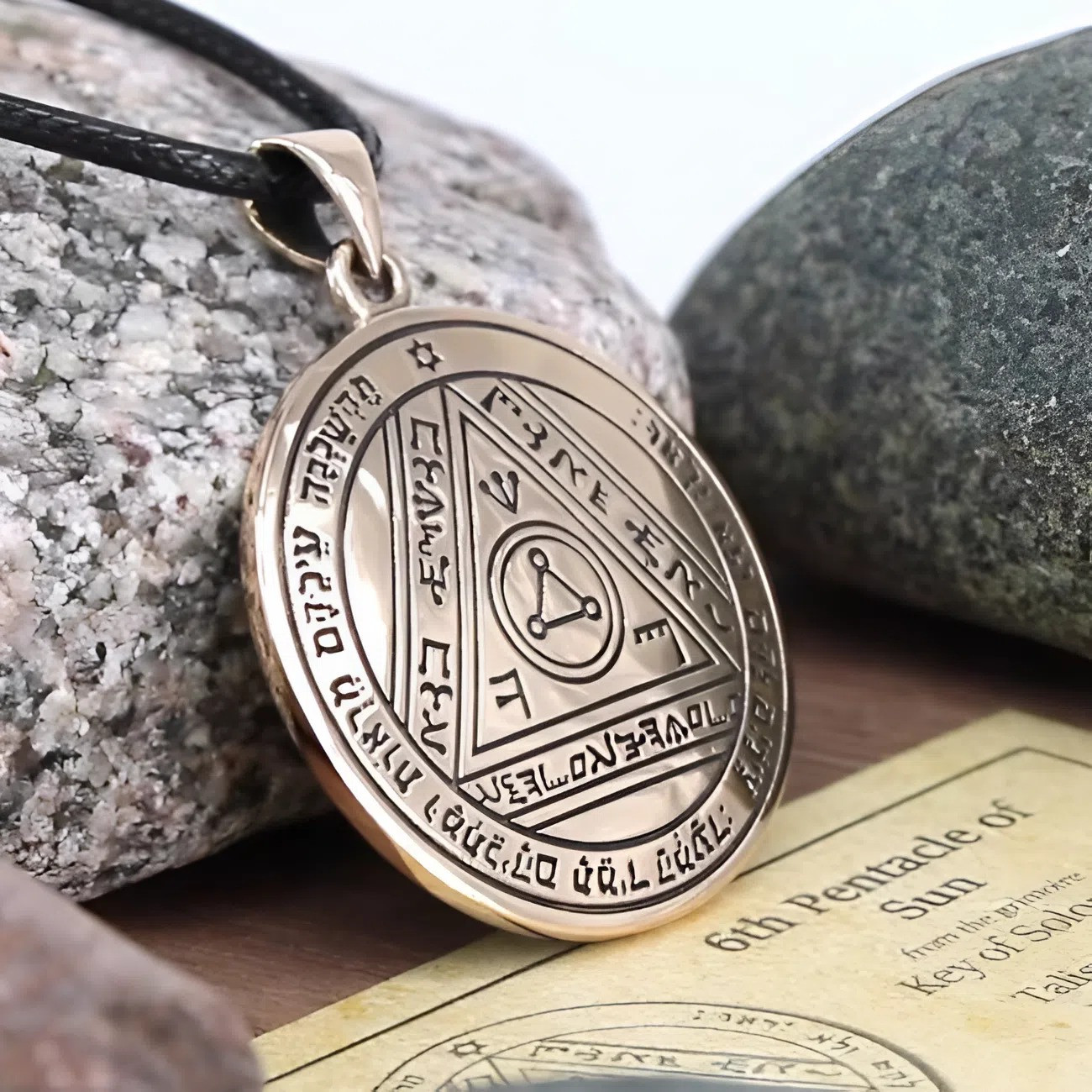 Key of Solomon Pentacle Jewelry - Bronze Sixth Pentacle of the Sun Pendant Necklace