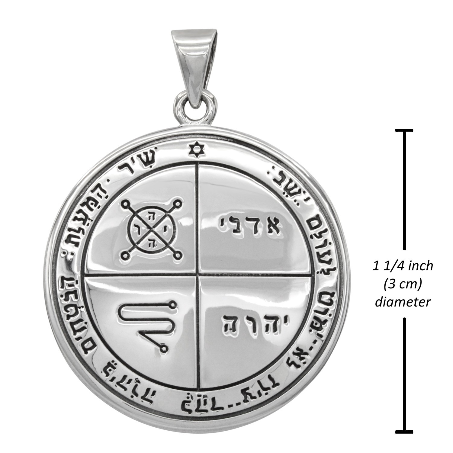 Third Pentacle of Jupiter Protection Amulet Pendant in Polished Silver