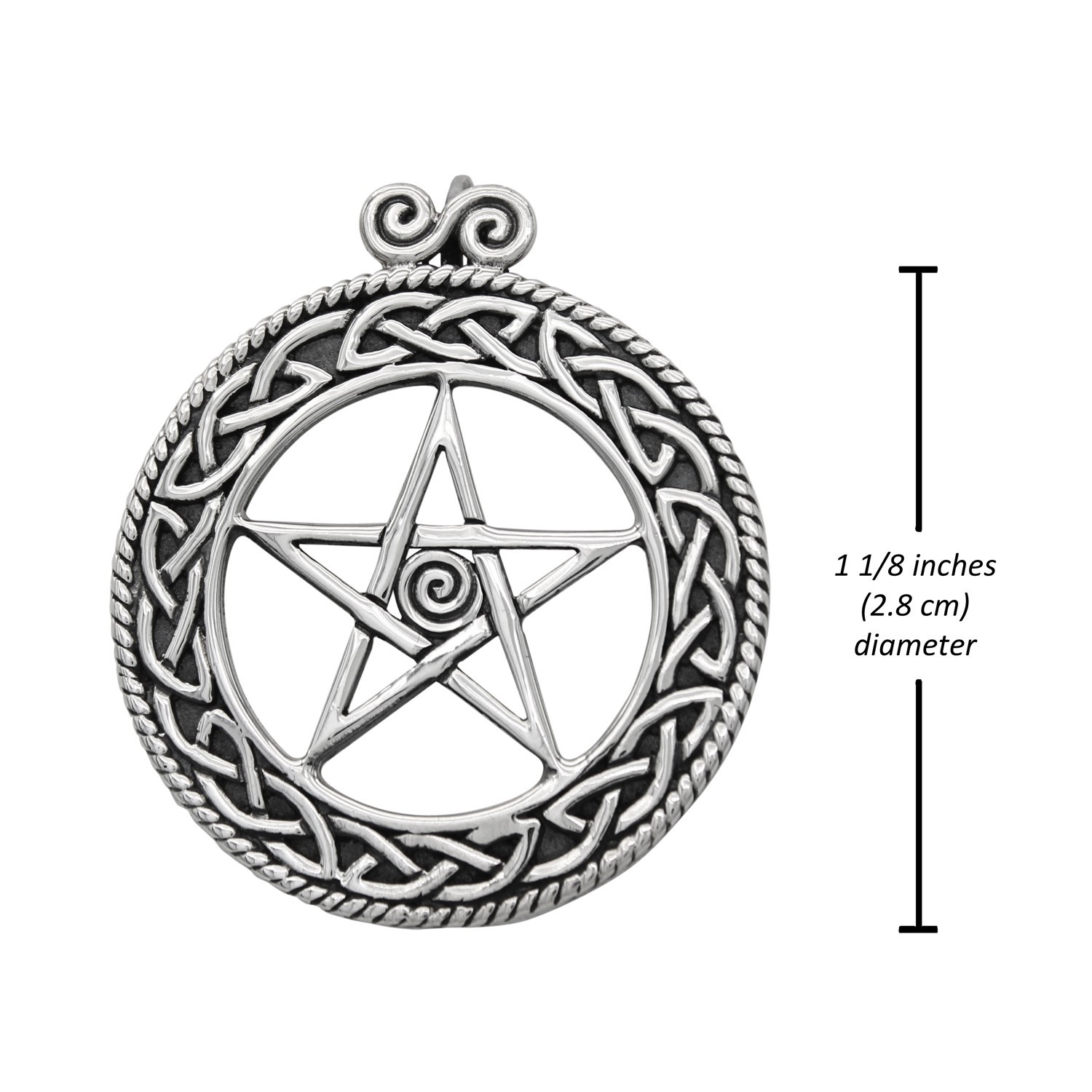 Sterling Silver Celtic Pagan Pentacle Pentagram Pendant for men or