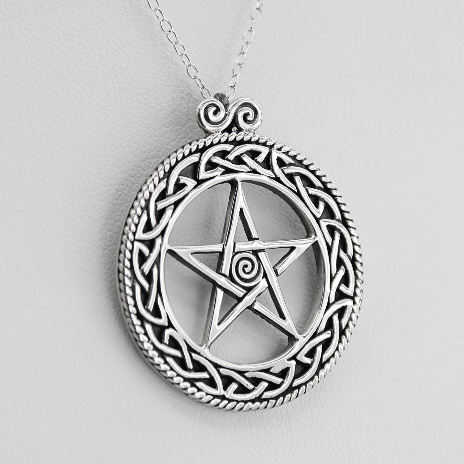 Sterling Silver Celtic Pagan Pentacle Pentagram Pendant for men or