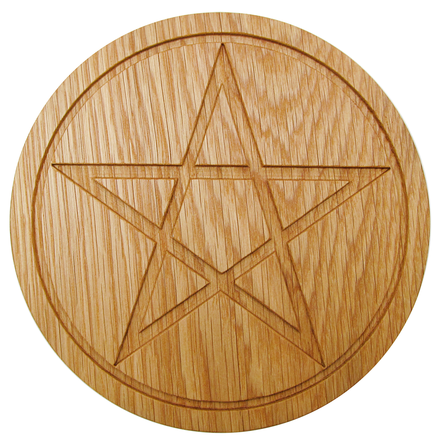 Solid Wood Oak Wiccan Pentacle Paten - Finished