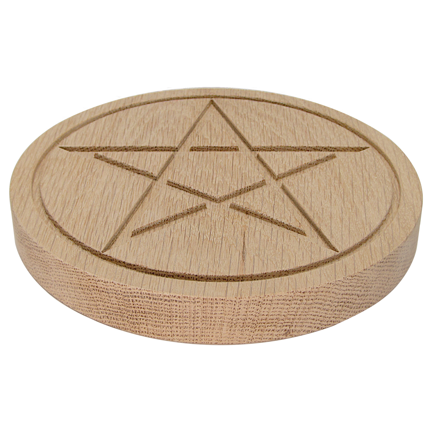 Solid Wood Oak Wiccan Pentacle Paten - Unfinished
