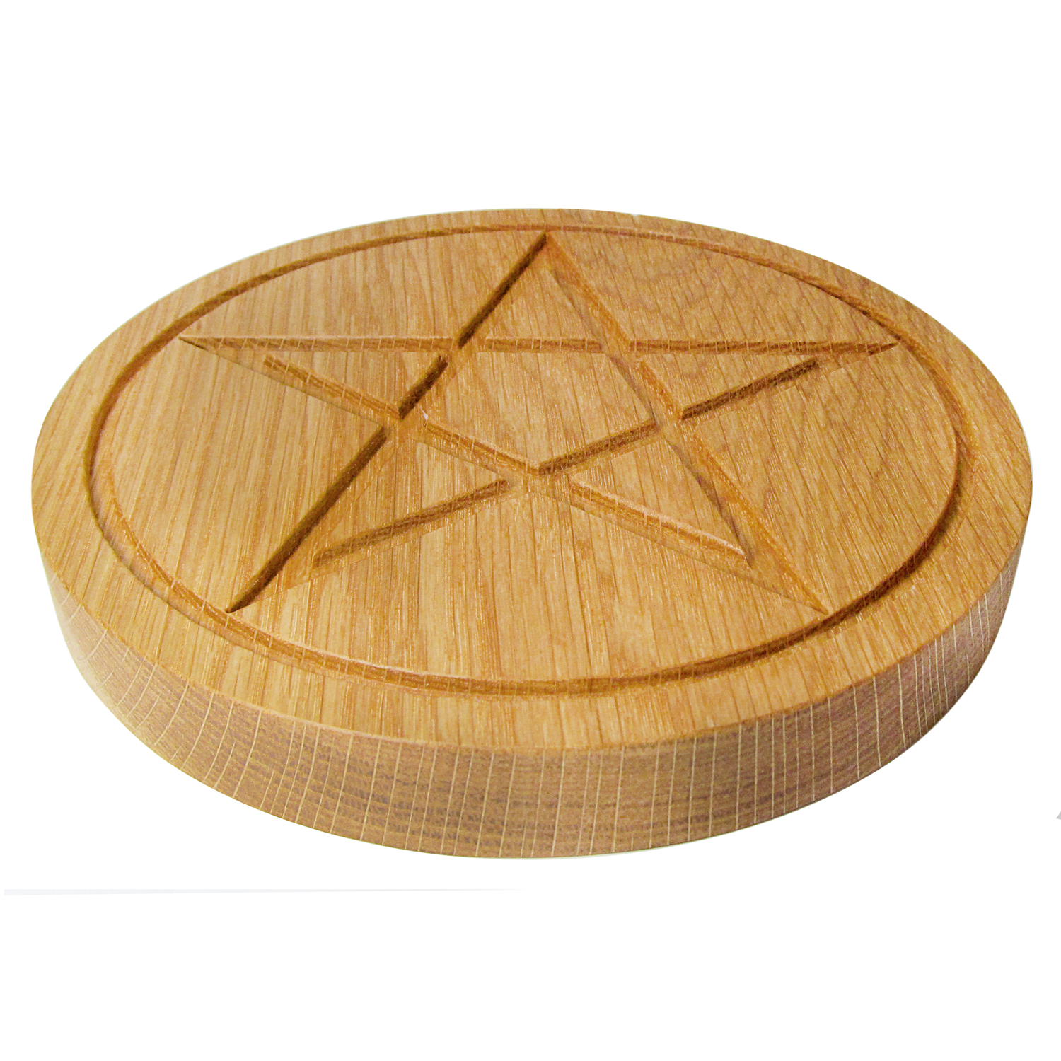 Solid Wood Oak Wiccan Pentacle Paten - Finished