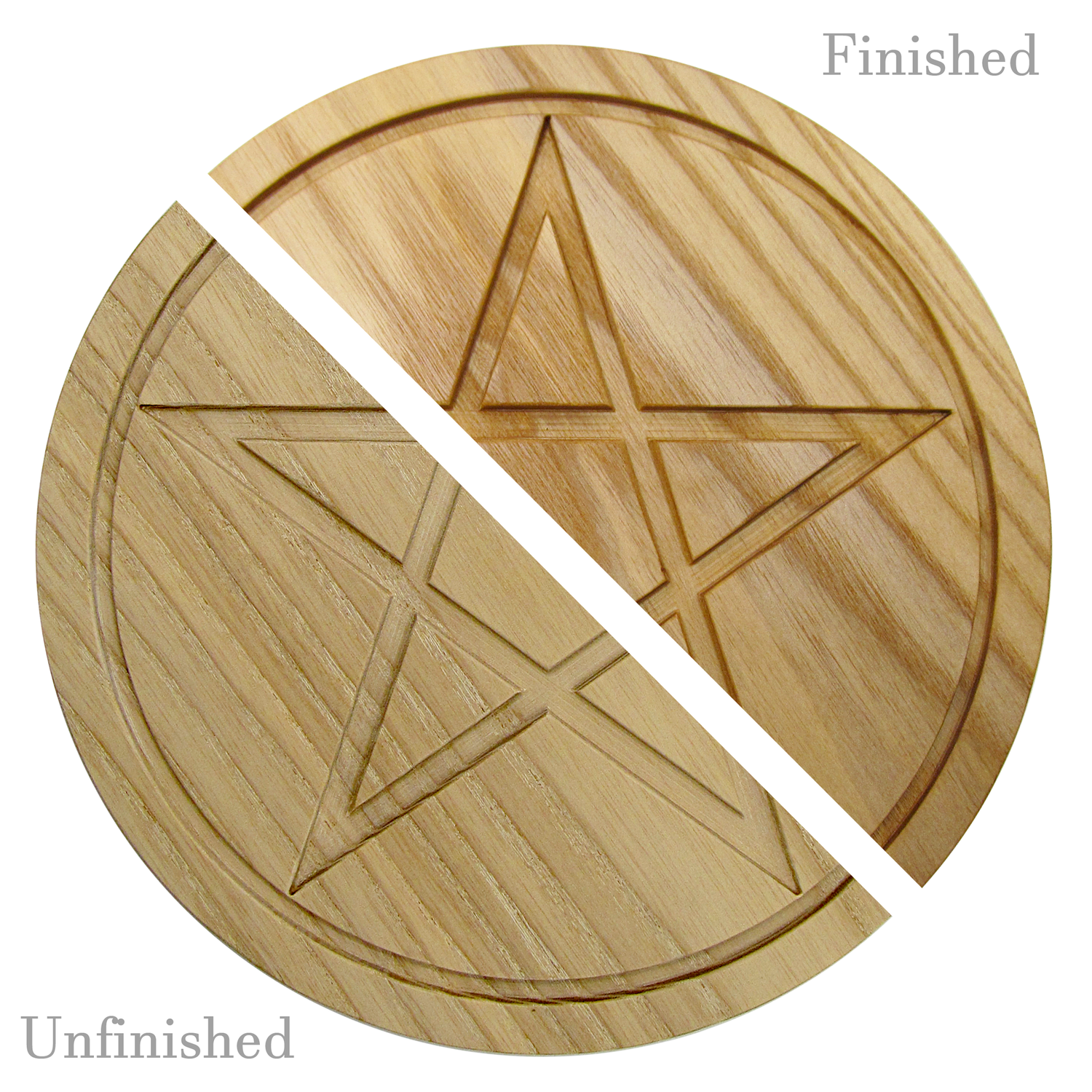 Solid Wood Ash Pentacle Altar Tile | Wiccan Ritual Tool for Witches Altars | Witchcraft Supplies
