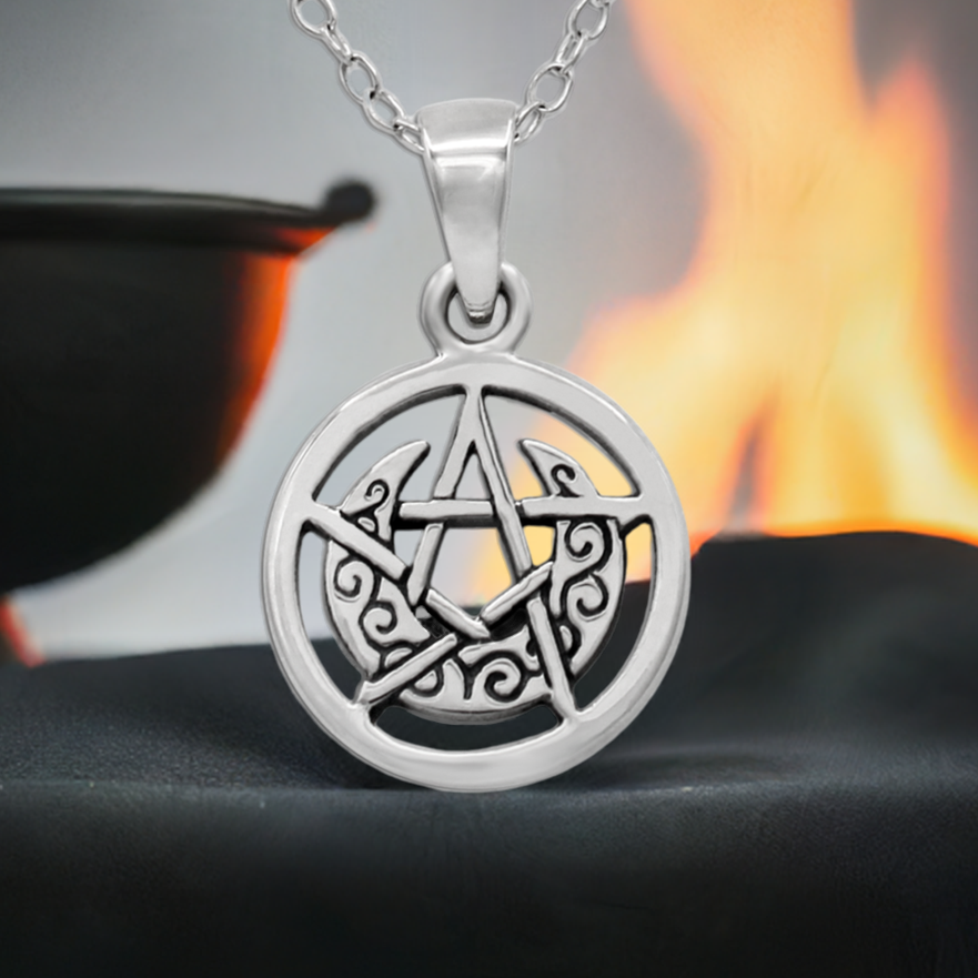Witch Jewelry | Pagan Pendant | Tiny Sterling Silver Pentagram Necklace For Women  | Spiritual Metaphysical & Occult Symbol | Wiccan & Witchcraft Supplies | Protection Amulet