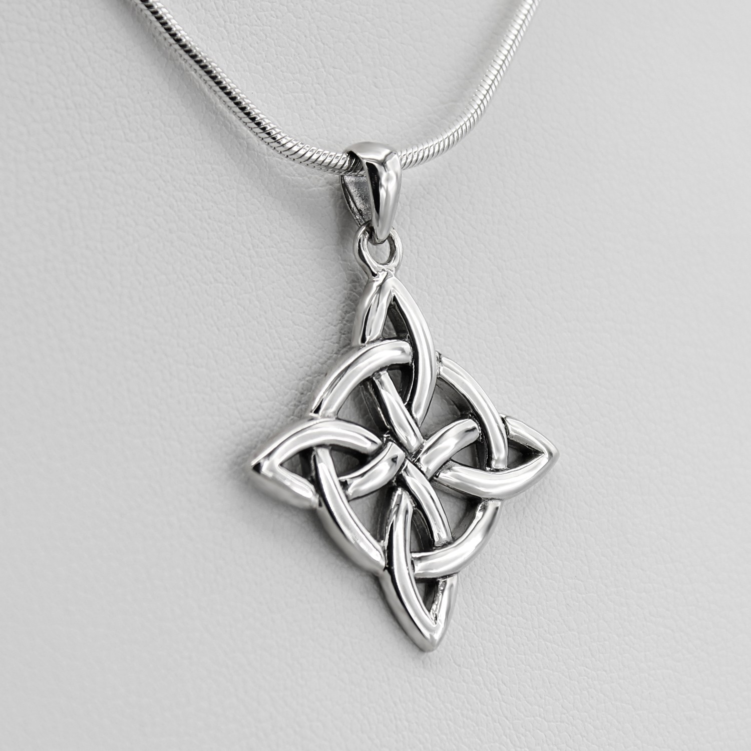 Witches Knot Pendant on Snake Chain Sterling Silver Pagan Jewelry