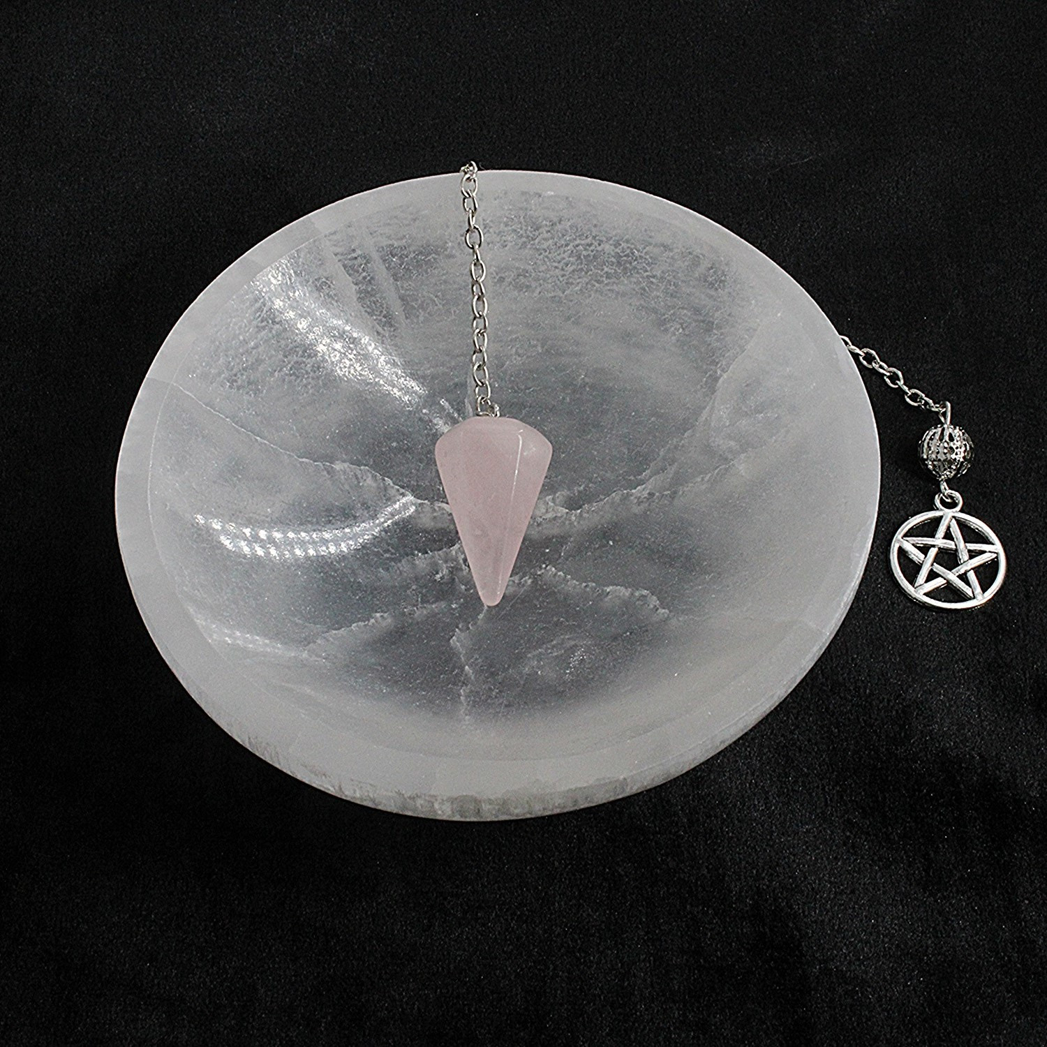 Handcrafted Rose Quartz Pentacle Pendulum - Divination Altar Tools & Witchcraft Supplies