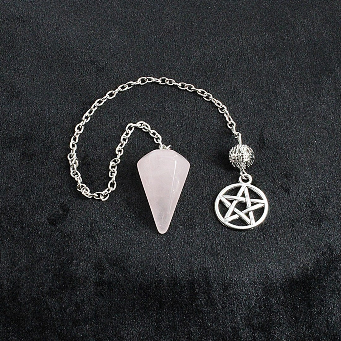 Rose Quartz Pentacle Pendulum - Divination Altar Tools & Witchcraft Supplies