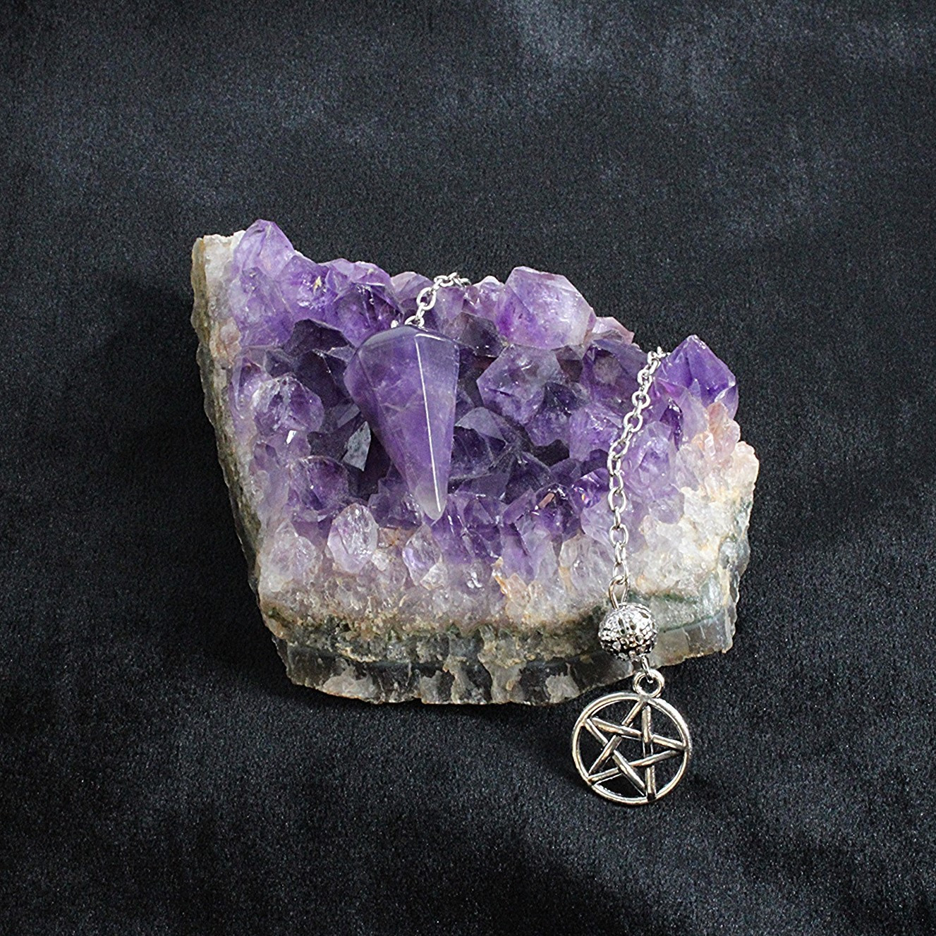 Handcrafted Amethyst Pentacle Pendulum - Divination Tools & Magickal Supplies
