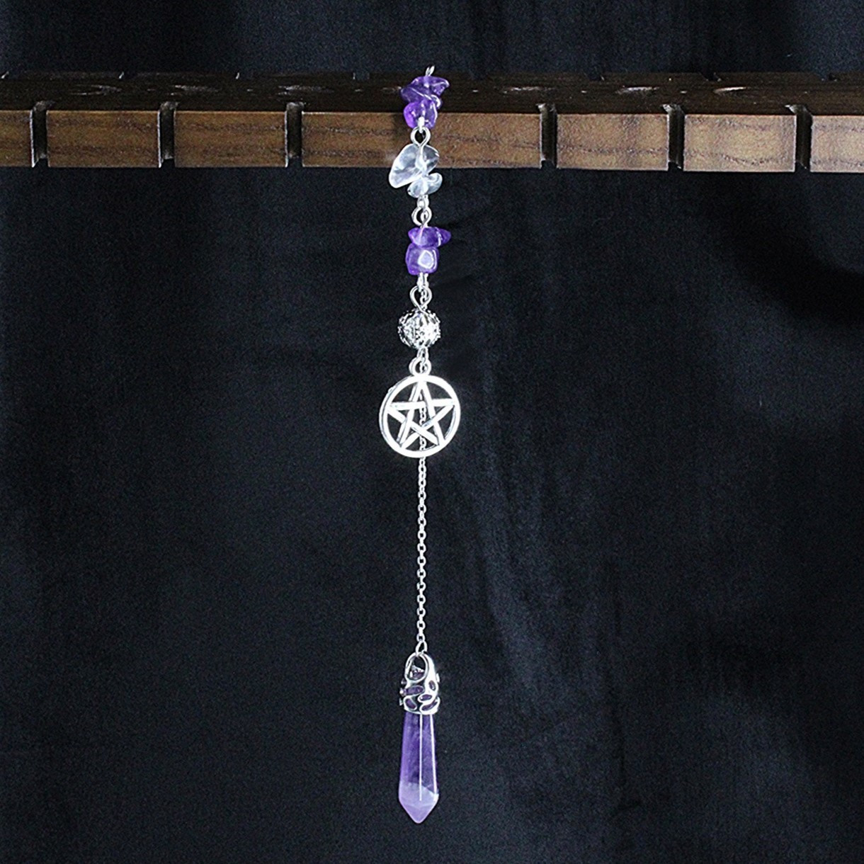 Handcrafted Amethyst Pentacle Pendulum - Divination Altar Tools & Witchcraft Supplies and Gifts
