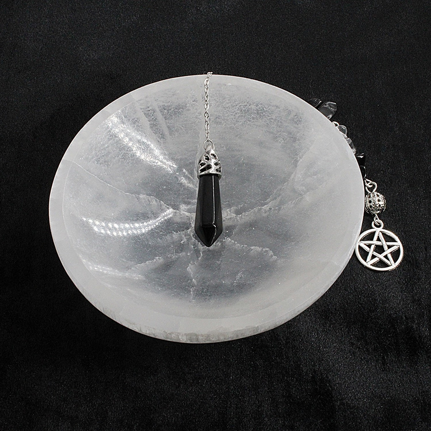Handcrafted Black Obsidian Pentacle Pendulum - Divination Altar Tools & Witchcraft Supplies and Gifts
