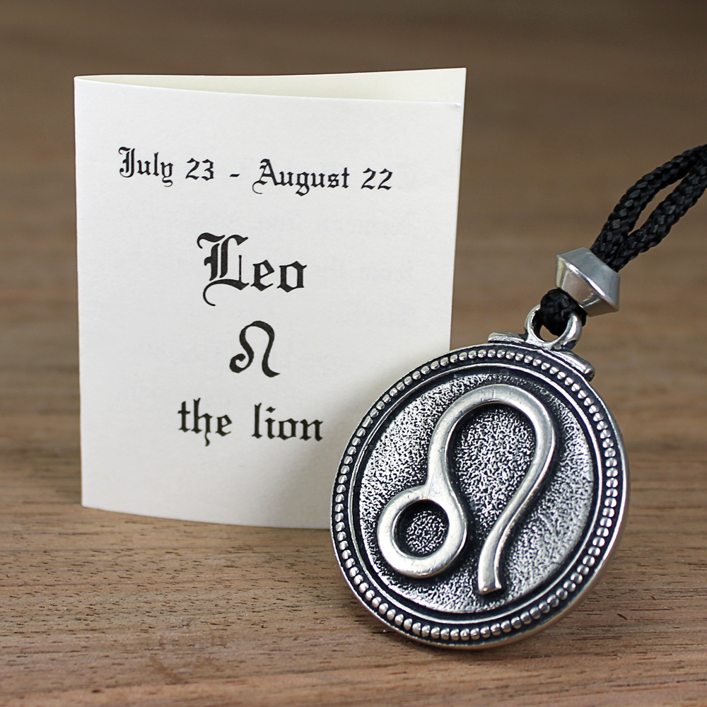 Pewter Leo Necklace Amulet Zodiac Jewelry