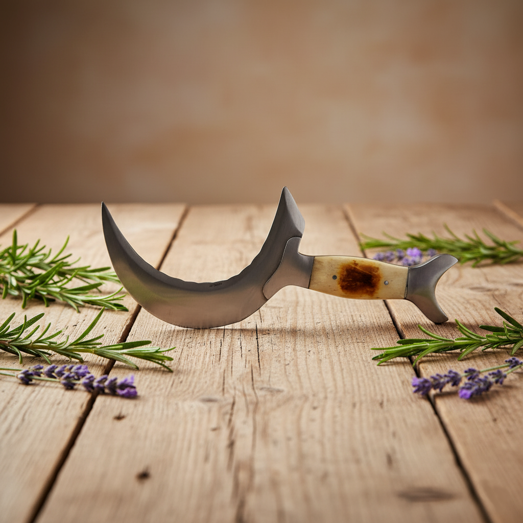 The Moonlight Boline Handcrafted Wiccan White Handled Druid Knife | Pagan Altar Tool | Sickle for Witch and Pagan Altar |  Sacred Space Ritual Item | Magical Herb Harvesting