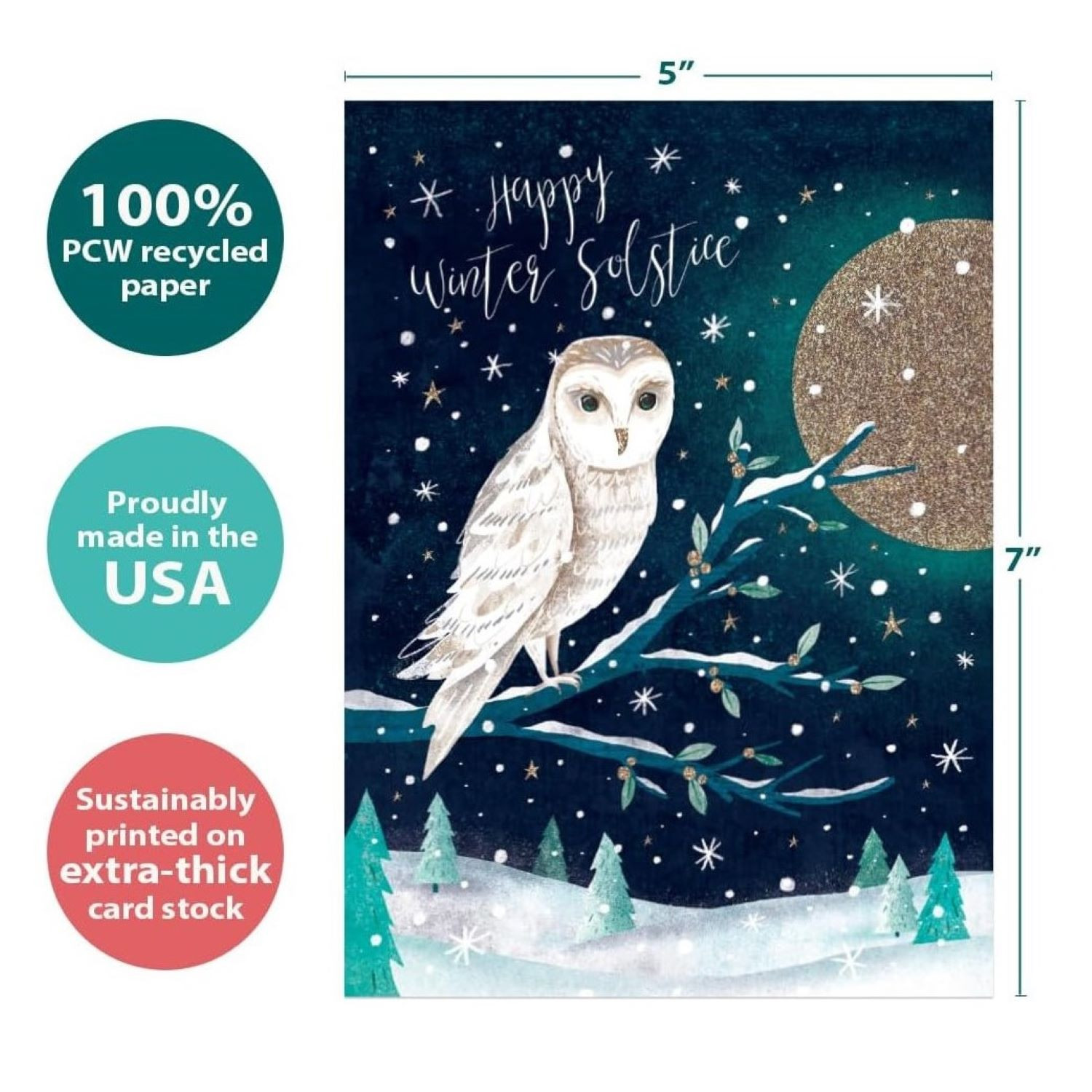 Owl Winter Solstice Greeting Card | Pagan Yule Gift | Yule Present Idea | Witchy Altar Decor | Wicca Store Supplies