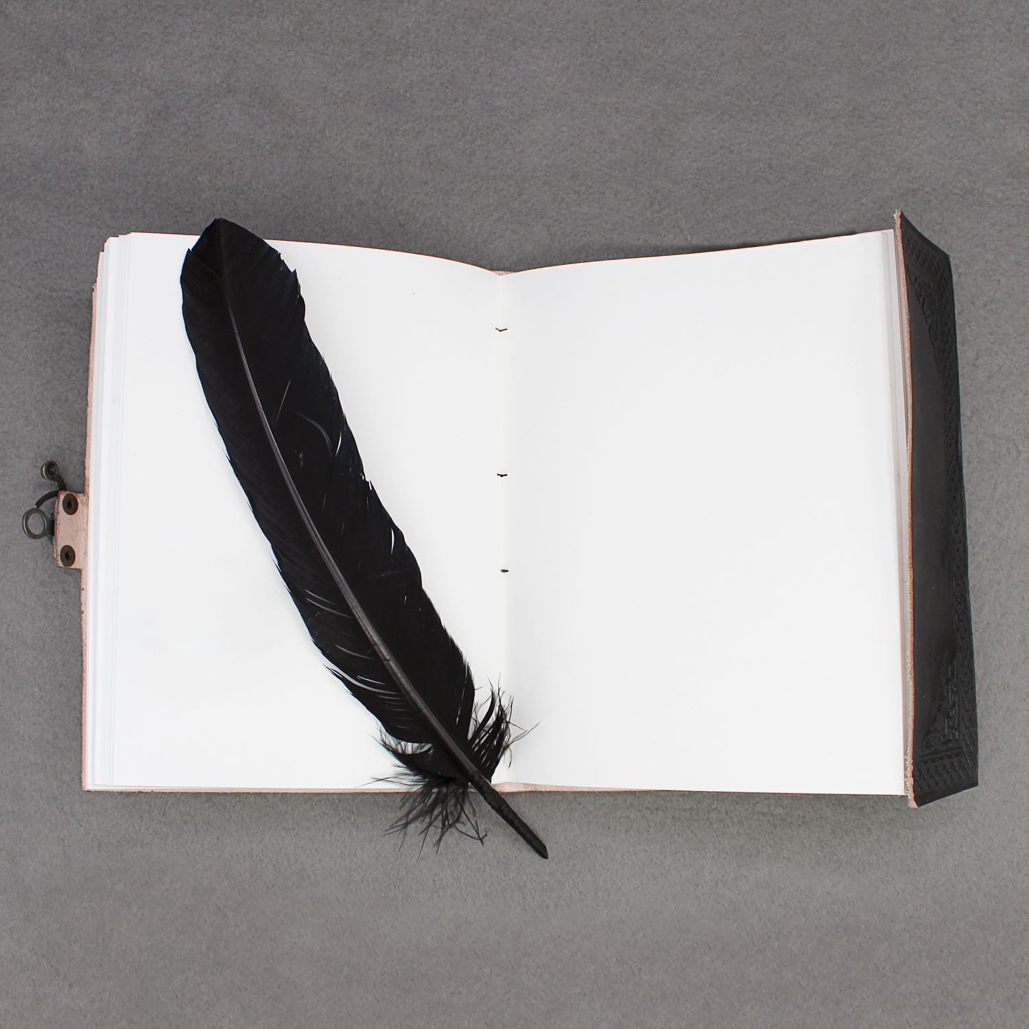 Black Pentacle with Celtic Knotwork - Leather Book of Shadows - Witch Store Supplies - Wiccan Gifts