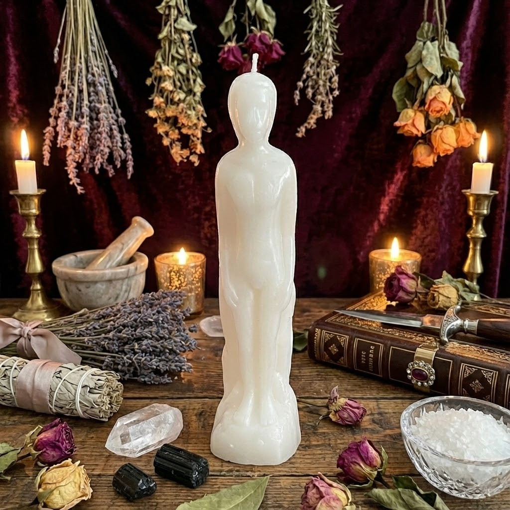 White male figure candle | Man image candle | Candle magic for healing | Witchcraft supplies | Sympathetic magic poppet | Ritual candles white