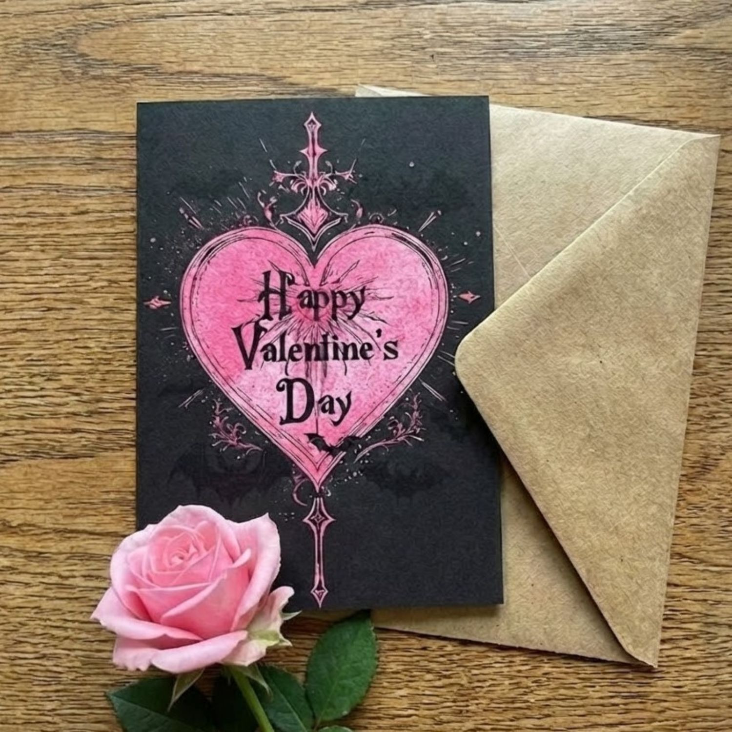Gothic Heart & Bats Valentine's Card | A Witchy Valentine