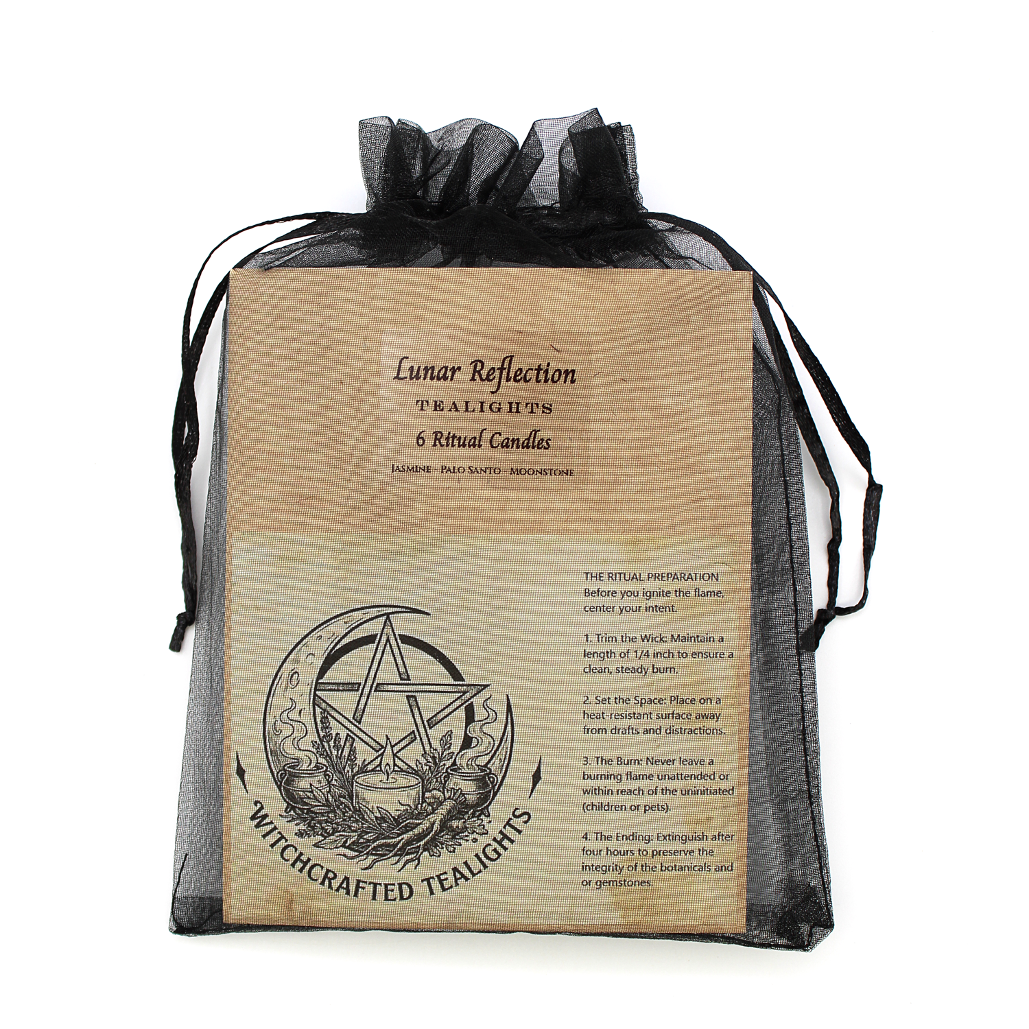 Lunar Reflection - 6 Tealights - Ritual Candle - Jasmine | Moonstone | Palo Santo