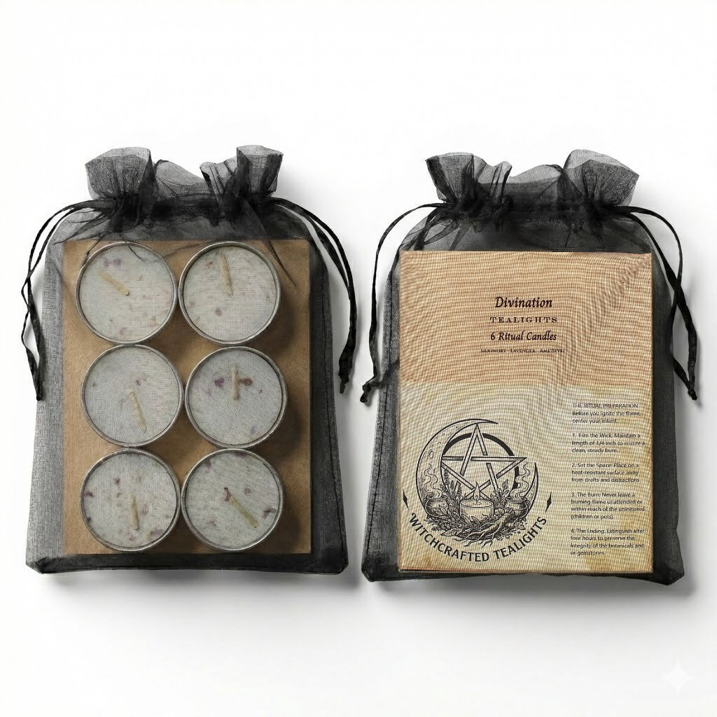Divination  - 6 Tealights - Intuitive Arts Candles - Amethyst - Lavender - Mugwort