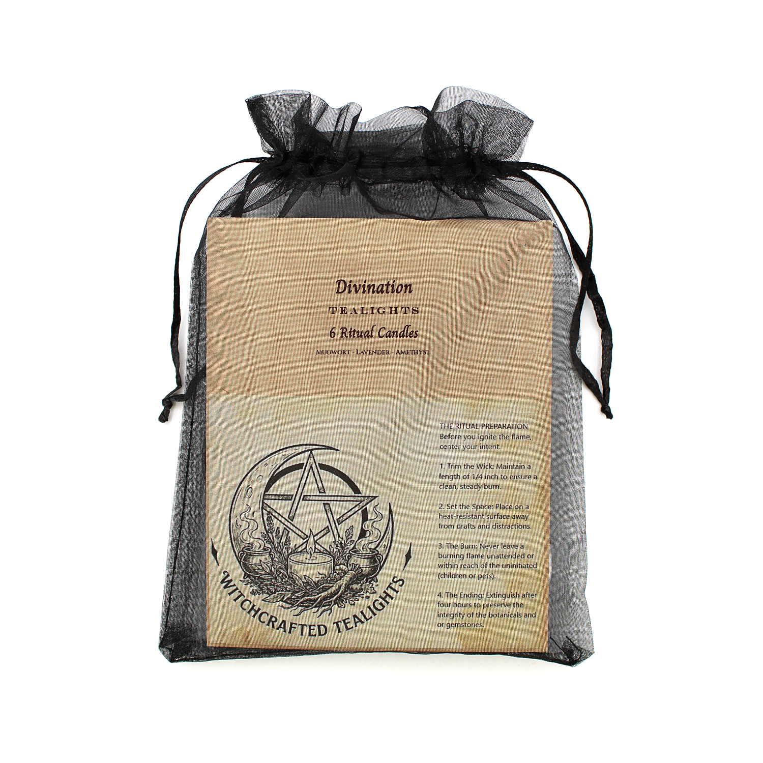 Divination  - 6 Tealights - Intuitive Arts Candles - Amethyst - Lavender - Mugwort