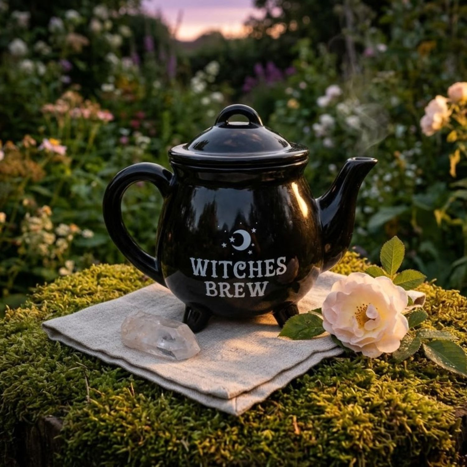 Kitchen Witch Witches Brew Tea Pot Green Witchcraft Tool ready for Rituals