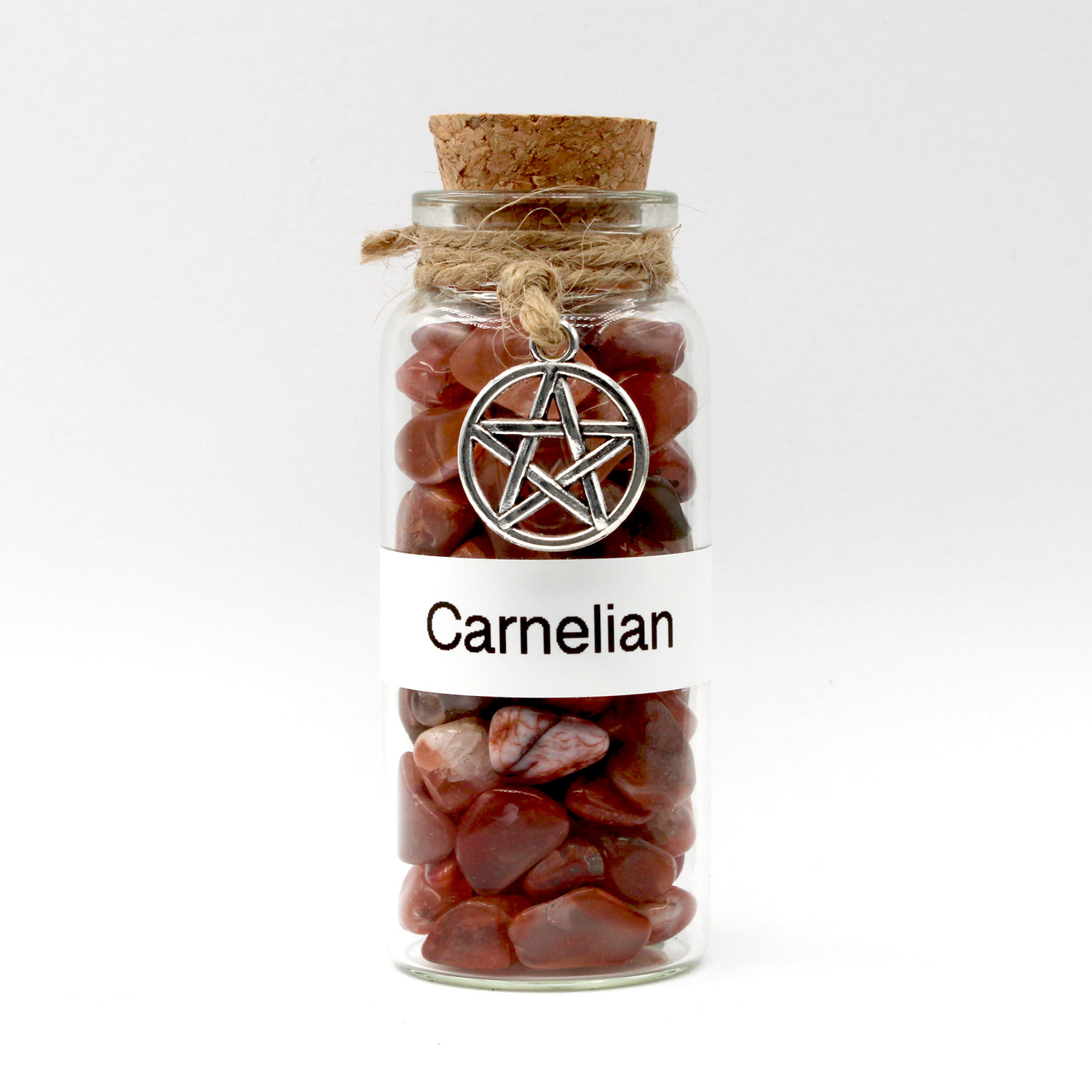 Carnelian amulet witch jar, pagan, wiccan, and witchcraft metaphysical store supplies with pentacle charm, perfect for solitary practitioner, coven and energy work