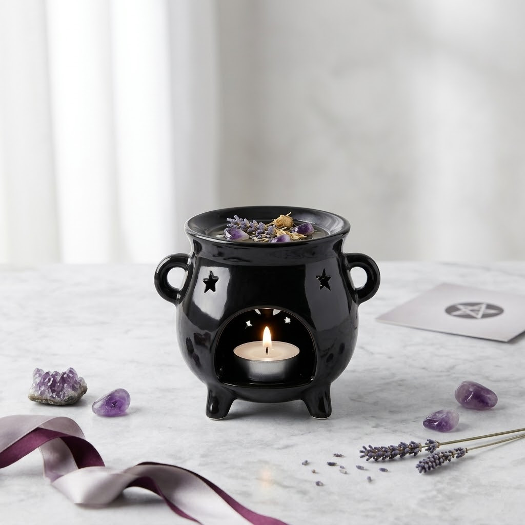 Black Cauldron Oil Burner & Wax Warmer | Ceramic
