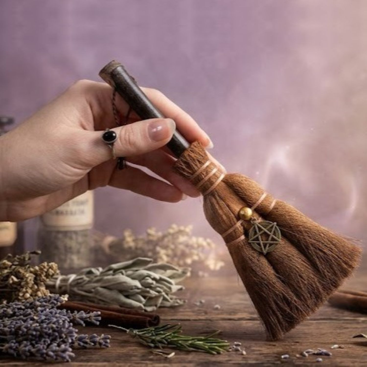 Pentacle Altar Broom | Witch Ritual Besom