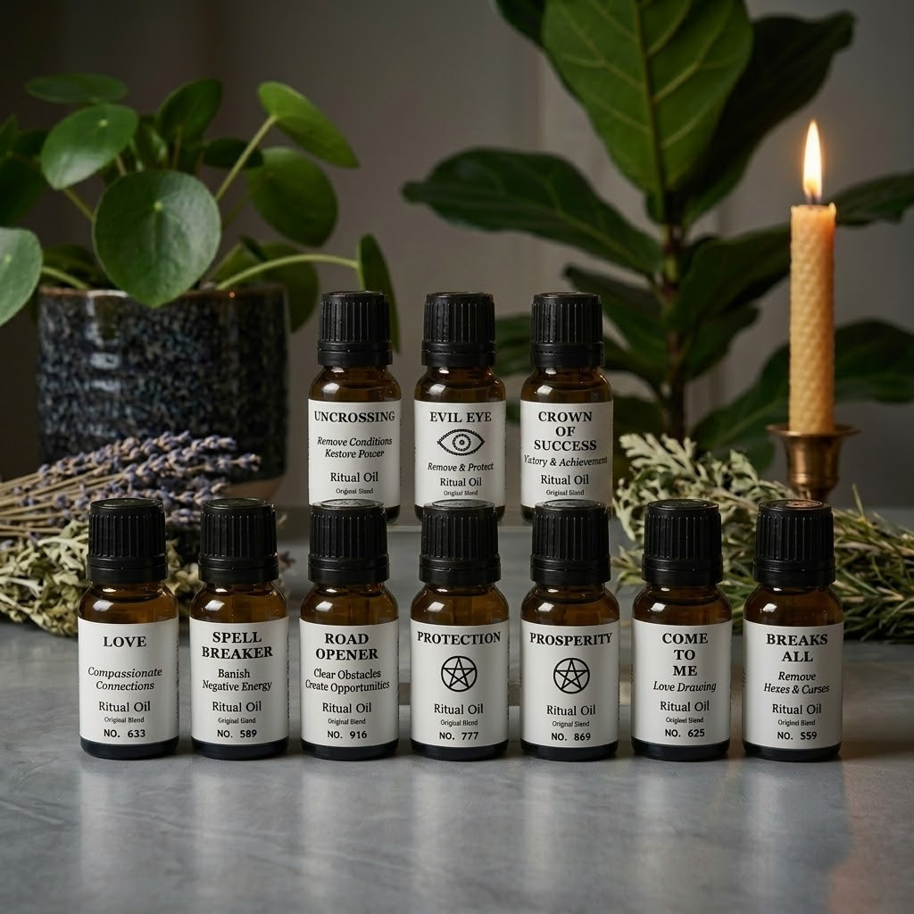 10-Piece Ritual Oil Set | Conjure Oils for Spellcraft & Candle Magick