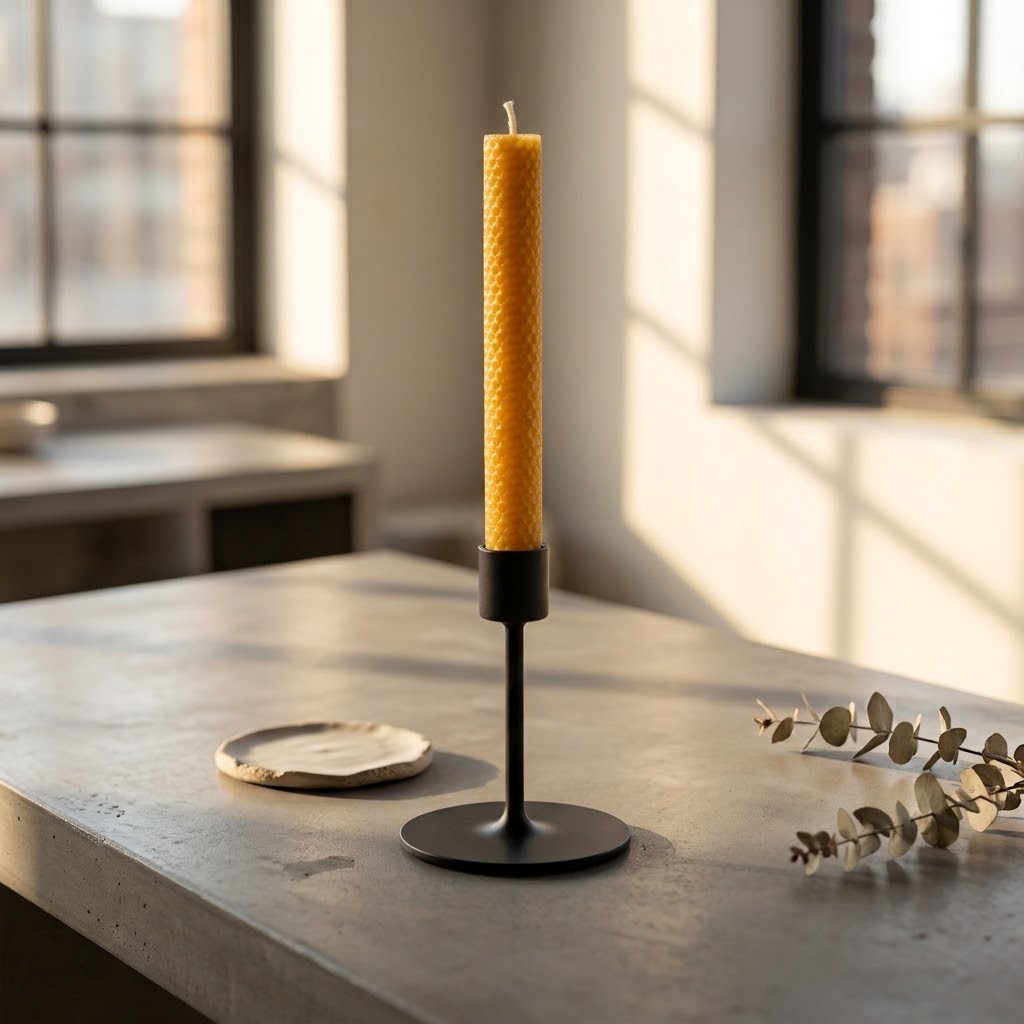 Beeswax Rolled Taper | Yellow 8"