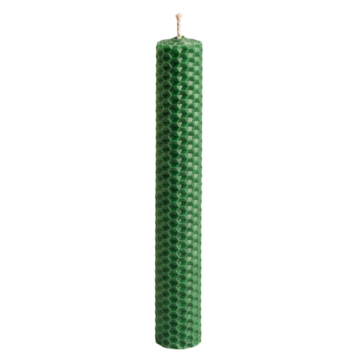 Beeswax Rolled Taper - Green 8"