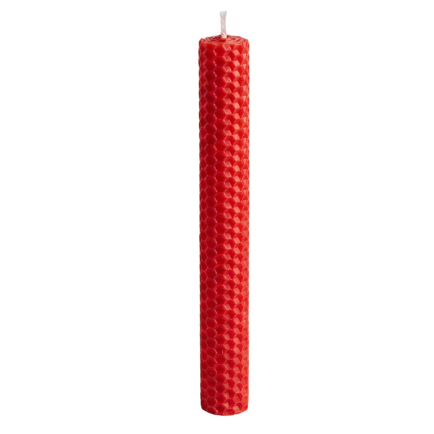 Beeswax Rolled Taper - Red 8"