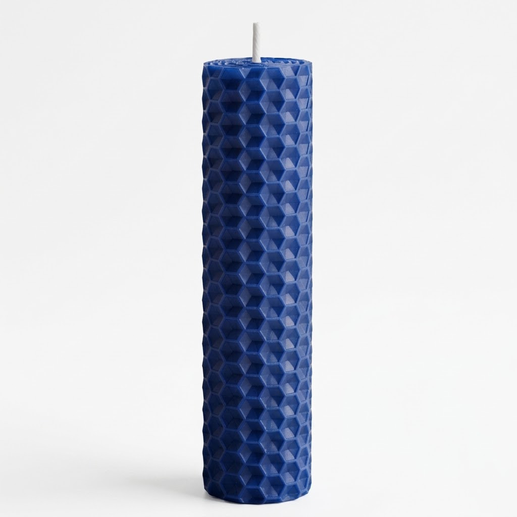 Beeswax Rolled Taper - Blue 4 Inch