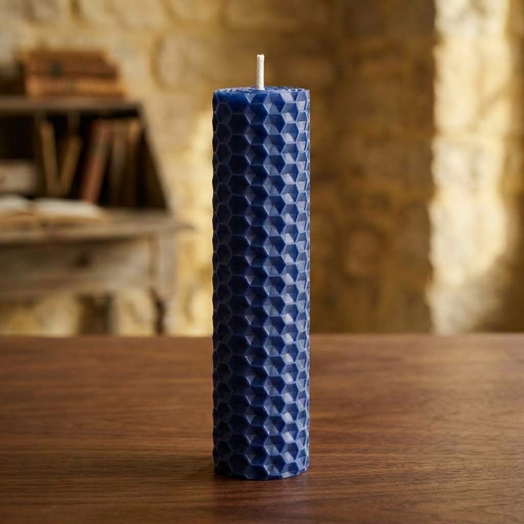 Beeswax Rolled Taper - Blue 4 Inch