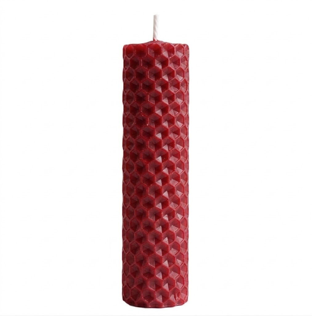 Beeswax Rolled Taper - Red 4 Inch