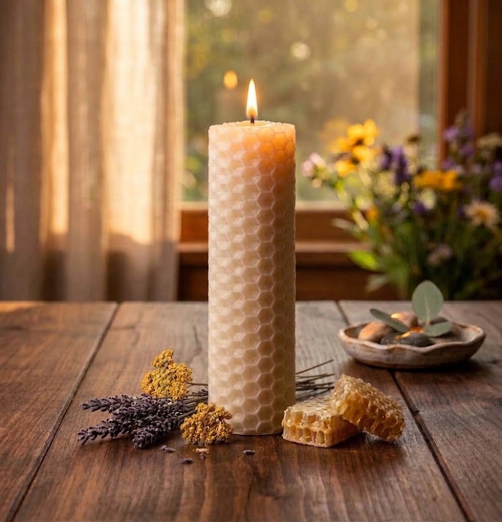 Beeswax Rolled Taper - White 4 Inch