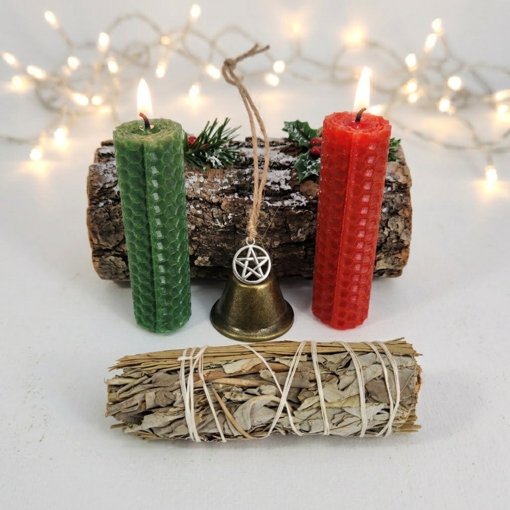 Welcome the return of the sun with winter witchcraft and evergreen magic. This Yule ritual kit brings cozy occult charm to your Yule altar and solstice ritual.