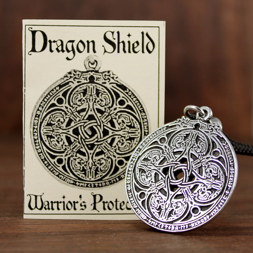 Dragon Shield Necklace Celtic Knot Pendant Protection Talisman