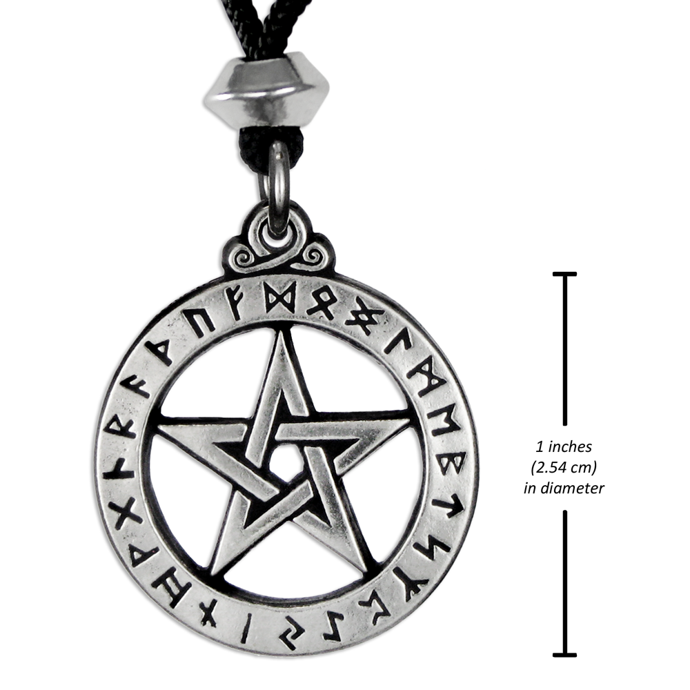 Rune Pentacle Pendant Necklace Wiccan Jewelry