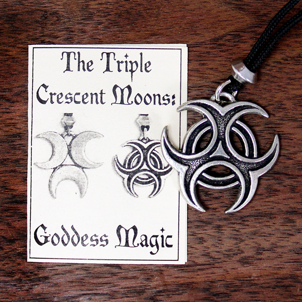 Crescent Triple Moon Necklace Goddess Pendant - Main Image