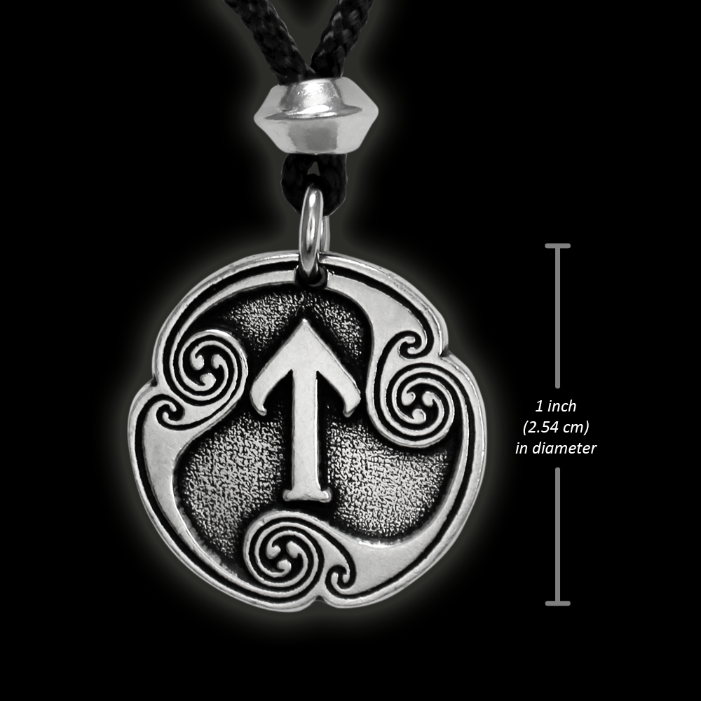 Tir Tiwaz Rune Necklace of Victory Talisman Pewter Pendant